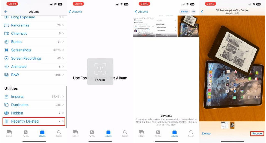 黔江苹果14维修分享 iPhone14 上恢复已删除的照片 
