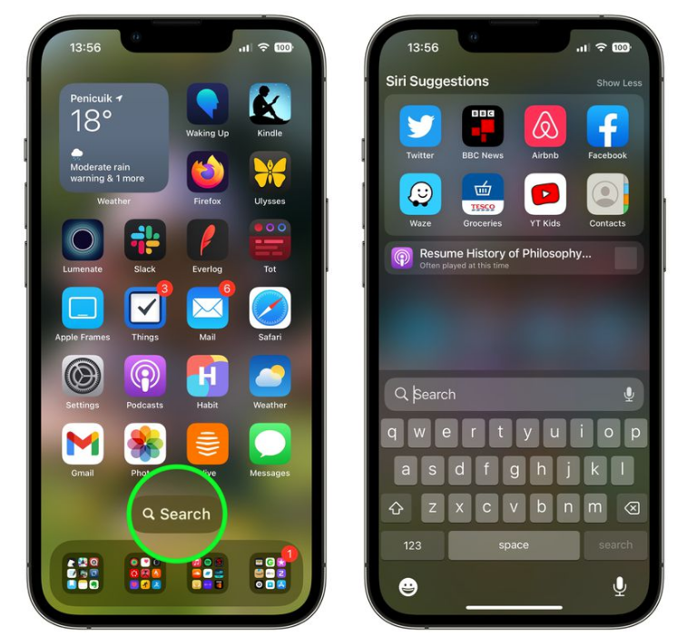 黔江苹果手机维修分享升级到 iOS 16 后，如何删除主屏幕上的搜索按钮 