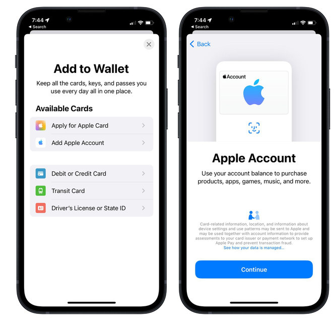 黔江苹果手机维修分享iOS 15.5钱包App如何添加 Apple 账户 